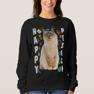 Jewish Cat Kippah Happy Pesach Matzah Passover Hol Trui