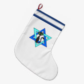 Jewish Cat Stars Grote Kerstsok (Voorkant (Hangend))