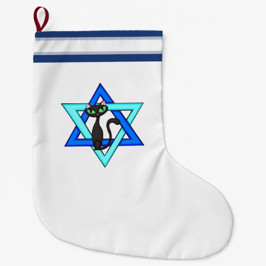 Jewish Cat Stars Grote Kerstsok (Voorkant)