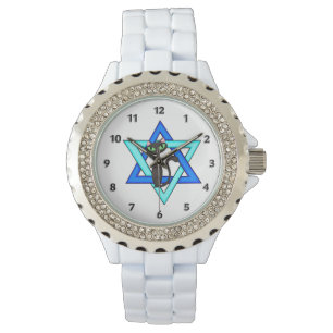 Jewish Cat Stars Horloge