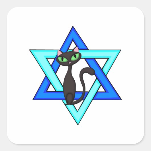 Jewish Cat Stars Vierkante Sticker (Voorkant)