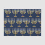 Jewish Chanukah menorah Tissuepapier<br><div class="desc">Joodse menorah met kaarsen op blauw achtergrondpapier.</div>