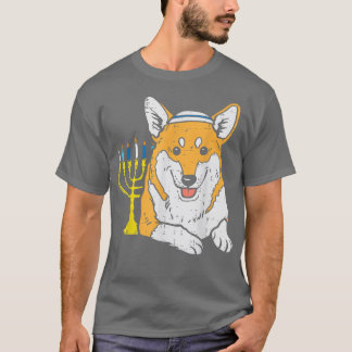 Jewish Corgi Dog Menorah Hanukkah Pajamas Chanukah T-shirt