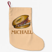 Jewish Deli Bagel Lox Capers Cream Cheese Foodie Kleine Kerstsok (Voorkant)