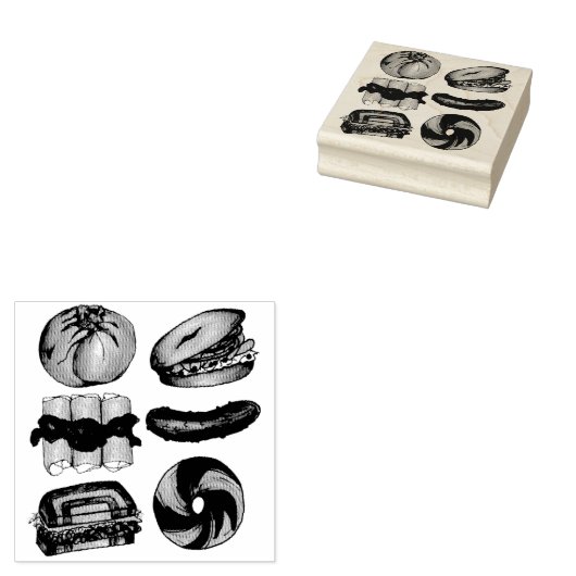 Jewish Deli Foods Bagel Lox Knish Blintz Pickle Rubberstempel (Gestempeld)