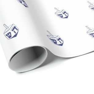 Jewish Dreidel marvy blauw wit patroon Hanukkah Cadeaupapier