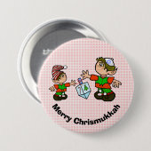 Jewish Elf en Dreidel Chrismukkah Button (Voorkant /achterkant)