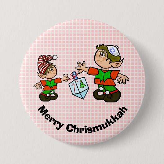 Jewish Elf en Dreidel Chrismukkah Button (Voorkant)