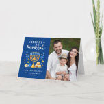 Jewish Festive Holidays Happy Hanukkah Photo Feestdagen Kaart<br><div class="desc">Send your Wishes with this Photo Holiday Card that feature a Hanukkah Script and Watercolor Jewish Holiday Symbols to highlight your greeting message.</div>