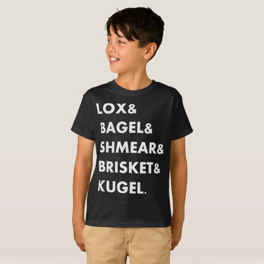 Jewish Foods Lox & Bagel & Shmear & Brisket Grappi T-shirt (Voorkant volledig)
