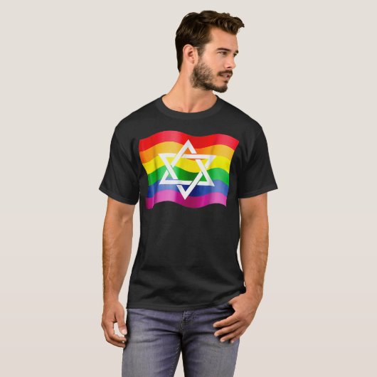 Jewish Gay Pride Wavy Flag with a Star of David T-shirt (Voorkant volledig)