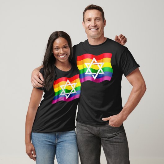 Jewish Gay Pride Wavy Flag with a Star of David T-shirt (Unisex)