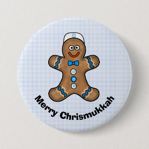 Jewish Gingerbrood Man Chrismukkah Button