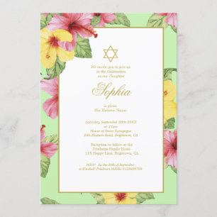 Jewish Girl Baby Name Green Hebrew Floral Hibiscus Kaart