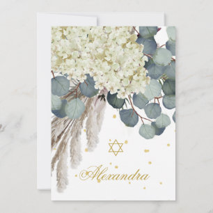 Jewish Girl Baby Naming Floral Foliage Gold Kaart