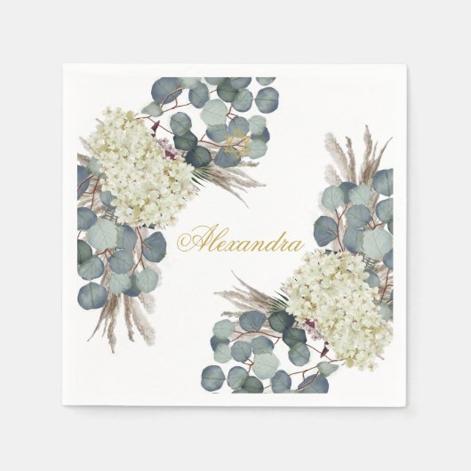 Jewish Girl Baby Naming Floral Gold Servet (Voorkant)