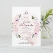 Jewish Girl Baby Naming Fotoroze Roses Kaart (Staand voorkant)