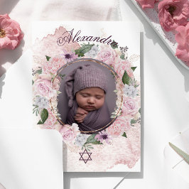 Jewish Girl Baby Naming Fotoroze Roses Kaart