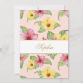 Jewish Girl Baby Naming Pink Floral Hibiscus Kaart (Achterkant)