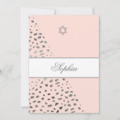 Jewish Girl Baby Naming roze Hebreeuws Silver Spot Kaart (Achterkant)