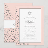 Jewish Girl Baby Naming roze Hebreeuws Silver Spot Kaart (Voorkant / Achterkant)