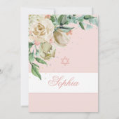 Jewish Girl Baby Naming roze Roses Gold Kaart (Achterkant)