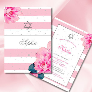 Jewish Girl Baby Naming roze Roses Hebrew Silver Kaart