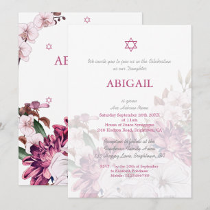 Jewish Girl Floral Naming Ceremony Hebrew Kaart