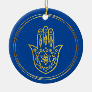Jewish Gold Hamsa kerstversiering Keramisch Ornament