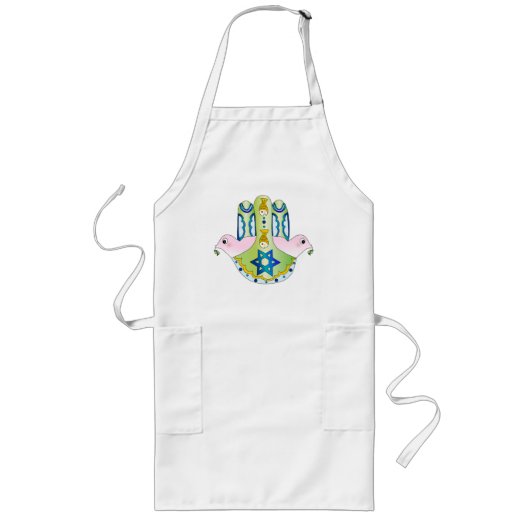 Jewish Hamsa Lang Schort (Voorkant)