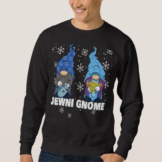 Jewish Hanukkah Menorah Dreidel Gnome Happy Gnomik Trui (Voorkant)