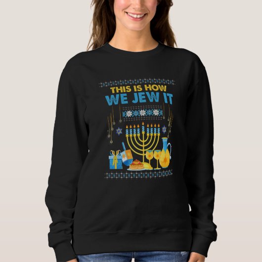 Jewish Hanukkah Menorah This Is How We Jew It     Trui (Voorkant)