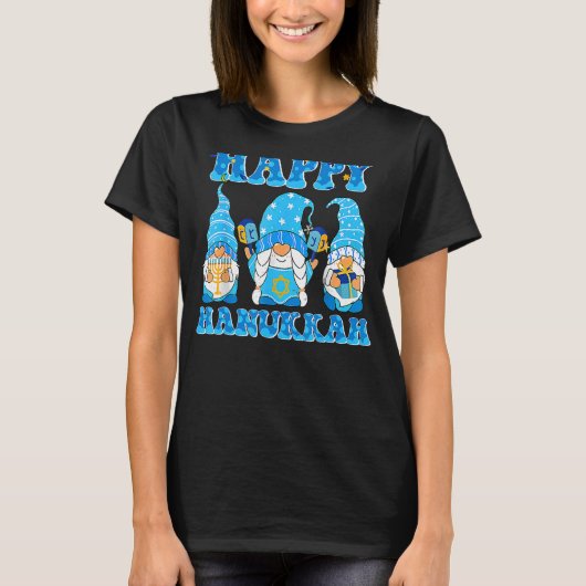 Jewish Happy Hanukkah Gnome Menorah T-shirt (Voorkant)