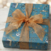 Jewish Happy Hanukkah Menorah & Olive Branches Cadeaupapier