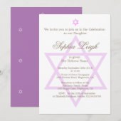 Jewish Hebrew Paars Girl Naming Ceremony Kaart (Voorkant / Achterkant)