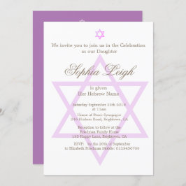 Jewish Hebrew Paars Girl Naming Ceremony Kaart