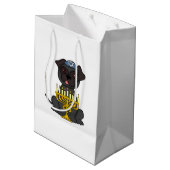 Jewish Holiday-Cute Gray Pug met Menorah Medium Cadeauzakje (Achterkant Gekanteld)
