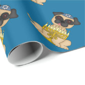 Jewish Holiday-Pug Dog met Menorah Cadeaupapier (Rol Hoek)