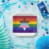 Jewish Inclusive Pride Flag Paper Borden Papieren Bordje (Feest)