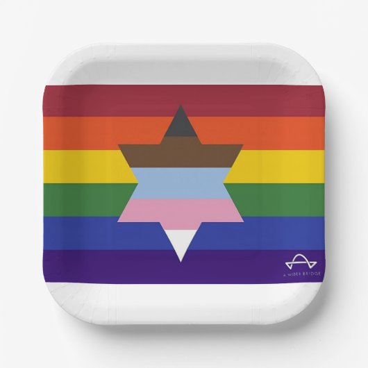 Jewish Inclusive Pride Flag Paper Borden Papieren Bordje (Voorkant)