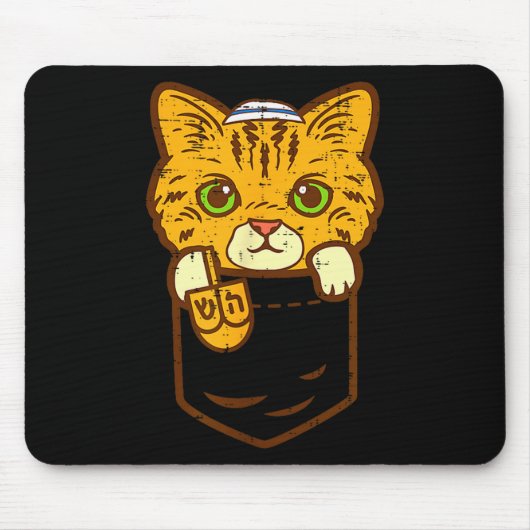 Jewish Kitten Cket Cat Menorah Hanukkah Pajamas Ch Muismat (Voorkant)