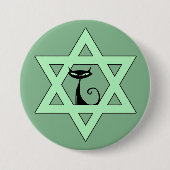 Jewish Kitty Cat Star van David Ronde Button 7,6 Cm (Voorkant)