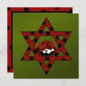 Jewish Ladybug Star van David Hanukkah Kaart (Voorkant / Achterkant)