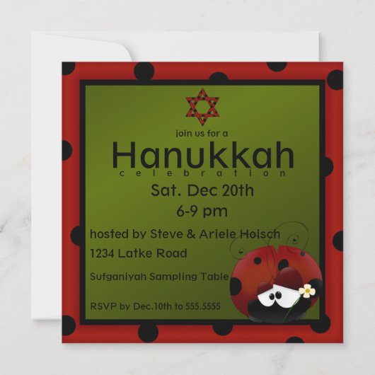 Jewish Ladybug Star van David Hanukkah Kaart (Achterkant)