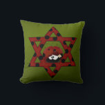 Jewish Ladybug Star van David Kussen<br><div class="desc">Red Star van David met zwarte pokstippen en een schattig kleine ladybug.</div>