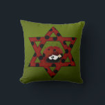 Jewish Ladybug Star van David Kussen<br><div class="desc">Red Star van David met zwarte pokstippen en een schattig kleine ladybug.</div>