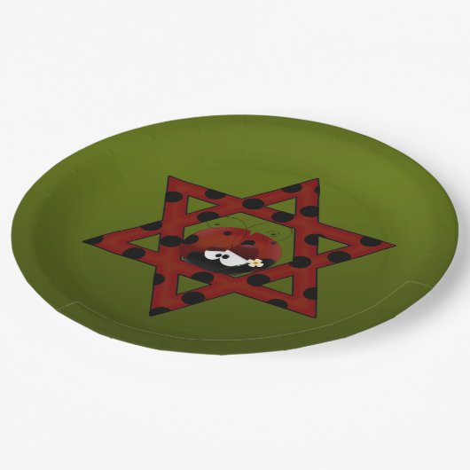 Jewish Ladybug Star van David Papieren Bordje (Gekanteld)