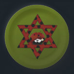 Jewish Ladybug Star van David Papieren Bordje<br><div class="desc">Red Star van David met zwarte pokstippen en een schattig kleine ladybug.</div>