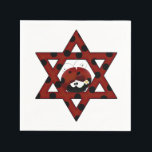 Jewish Ladybug Star van David Servet<br><div class="desc">Red Star van David met zwarte pokstippen en een schattig kleine ladybug.</div>