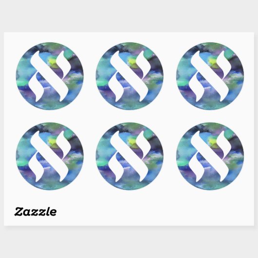 Jewish Language Project Logo Alef WatercoloSticker Ronde Sticker (Vel)
